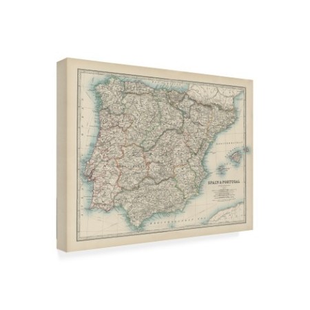 Trademark Fine Art Johnston 'Johnstons Map of Spain And Portugal' Canvas Art, 35x47 WAG14884-C3547GG